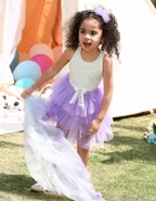 Toddler Girl Sleeveless Sheer Back Tulle Lace Dress