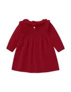 ALLOVIN Toddler Girls Ruffle Trim Knit Sweater Dress