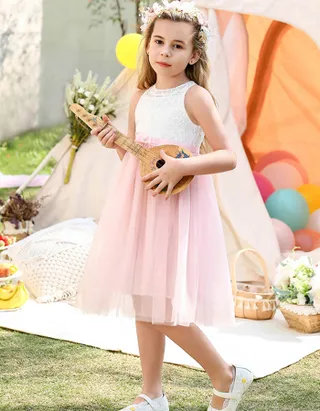 Toddler Girl Sleeveless A-Line Lace Flower Girl Dress