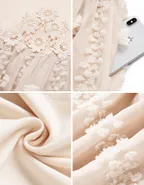 ALLOVIN Women's Long Sleeve Hollow Out Boho Maxi Dress Flowy Casual Long Tulle Dress with Pockets