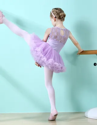 Allovin Sleeveless Tutu Lace Ballet Leotard