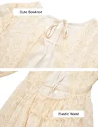 ALLOVIN Girls Long Sleeve A-Line Lace Maxi Dress Backless Ruffle Hem Flower Girl Party Dress Champagne