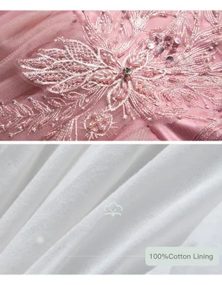 ALLOVIN Pink Embroidery Tulle Dress