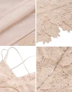 ALLOVIN Women's V Neck Spaghetti Strap Floral Lace Cocktail Dress Sexy Backless Sleeveless A Line Party Dress