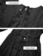 ALLOVIN Girls Long Sleeve A-Line Lace Maxi Dress Backless Ruffle Hem Flower Girl Party Dress Black