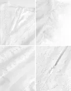 ALLOVIN Women's Elegant V Neck Ruffle Hem Floral Lace Cocktail Dress Sleeveless Wedding Guest Party Dress White