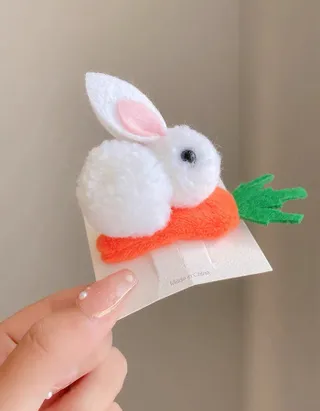 Easter Bunny Girls Fluffy Rabbit Decor Hair Clip
