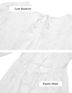 ALLOVIN Girls Long Sleeve A-Line Lace Maxi Dress Backless Ruffle Hem Flower Girl Party Dress White