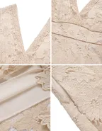 ALLOVIN Women's Sleeveless V Neck Floral Lace Cocktail Dress Knee Length Elegant Formal Party Dress Champagne