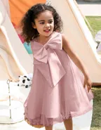 Allovin Big Bow Tulle Dress Christening Gown / Flower Girl Dress