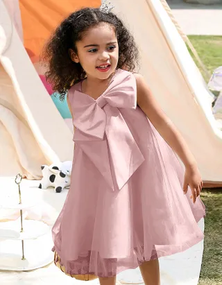 Allovin Big Bow Tulle Dress Christening Gown / Flower Girl Dress