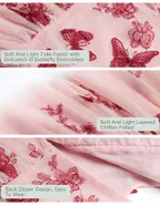 ALLOVIN Toddler Girl 3D-Butterfly Embroidered Lace Dress