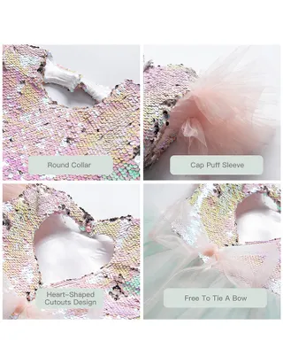 Toddler Girl Heart-Shaped Sequins Cap Sleeve Maxi Dress