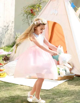 Toddler Girl Sleeveless A-Line Lace Flower Girl Dress