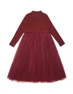 ALLOVIN Toddler Girls Textured Knit & Tulle Dress