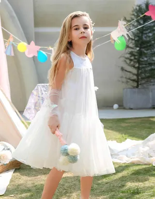 Toddler Girl Sleeveless Summer Tulle Birthday Casual Dress