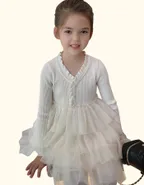 ALLOVIN Textured Knit & Tulle Dress