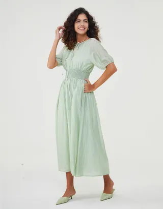 ALLOVIN The Jade Linen Dress