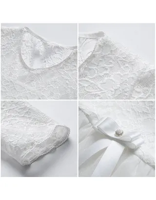 ALLOVIN Toddler Girl A-Line 3/4 Sleeve Formal Wedding Lace Dress
