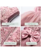 ALLOVIN Pink Embroidery Tulle Dress