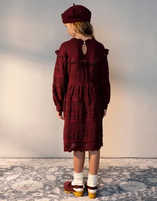 ALLOVIN Toddler Girls Vintage Knit Dress