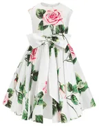 Allovin Toddler Girl A-Line Sleeveless Sundress Rose Print Summer Girl Dress