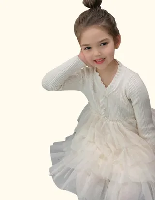 ALLOVIN Textured Knit & Tulle Dress