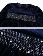 ALLOVIN Smocked Velvet Dress