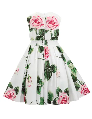 Allovin Toddler Girl A-Line Sleeveless Sundress Rose Print Summer Girl Dress