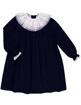 ALLOVIN Vintage Lace Collar Velvet Dress