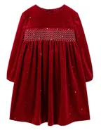 ALLOVIN Smocked Velvet Dress