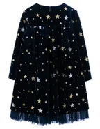 ALLOVIN Sparkly Stars Navy Blue Velvet Dress