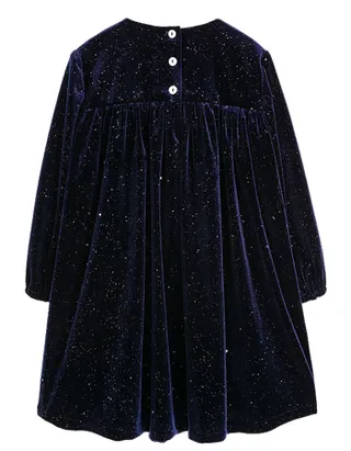 ALLOVIN Smocked Velvet Dress