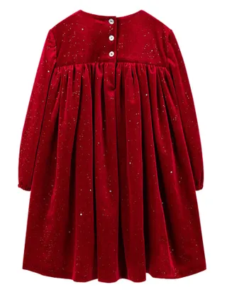 ALLOVIN Smocked Velvet Dress