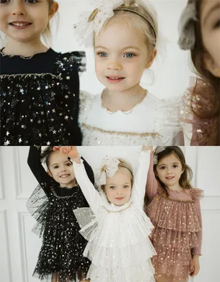 ALLOVIN Sparkly Stars Tulle Dress