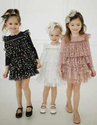 ALLOVIN Sparkly Stars Tulle Dress