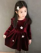 ALLOVIN Sparkly Stars Velvet Dress