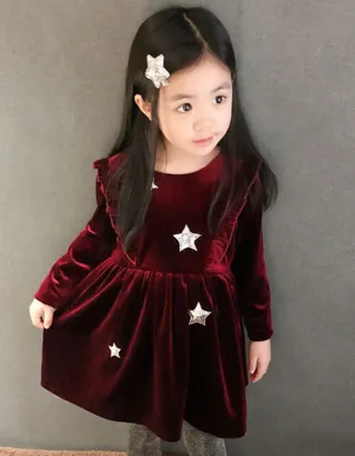ALLOVIN Sparkly Stars Velvet Dress