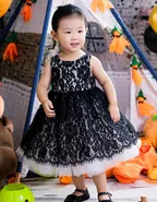 ALLOVIN Lace And Tulle V-back Layered Dress