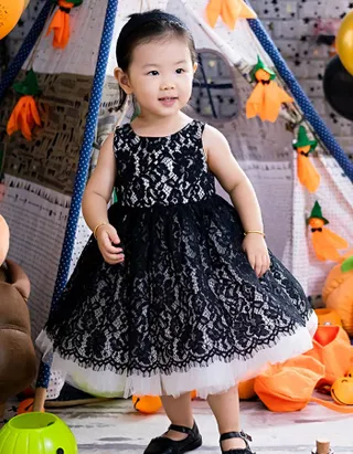 ALLOVIN Lace And Tulle V-back Layered Dress