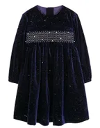 ALLOVIN Smocked Velvet Dress