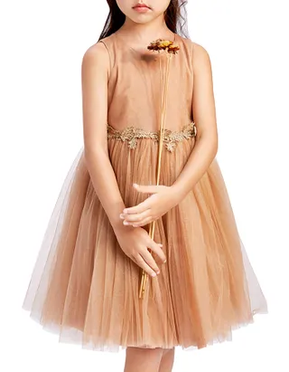 Allovin Toddler Girl A-Line Sleeveless Boho Ball Gown Tulle Dress