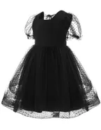 Little Girl Puffy Sleeve Princess Pageant Lace Tulle Vintage Dress