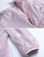 Allovin Toddler Girl A-line Long Sleeve Princess Sequin Tulle Dress for Party