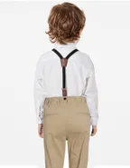 Toddler Boys Bow Tie Button Up Shirt & Suspender Pants