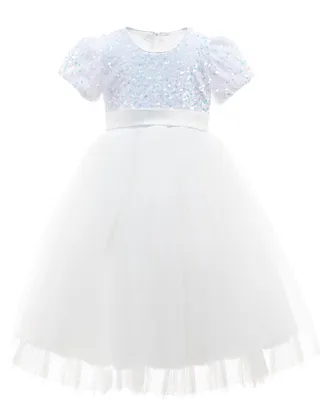 Toddler Girl Short Sleeve Sequins Flower Dress