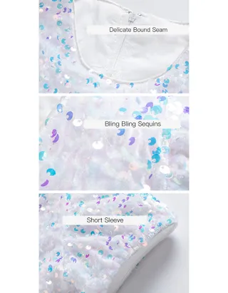 Toddler Girl Short Sleeve Sequins Flower Dress