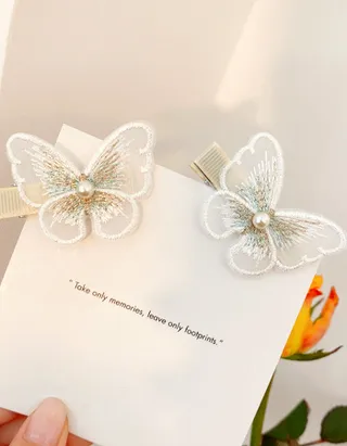 Allovin 5pcs Toddler Girls Lace Butterfly Hairpin