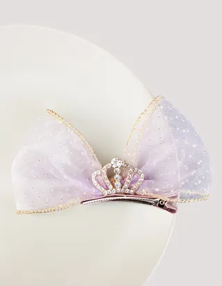 Allovin Toddler Girls Rhinestone Crown Decor Bow Hairpin