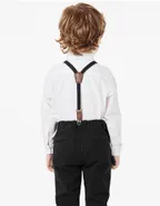 Toddler Boys Bow Tie Button Up Shirt & Suspender Pants